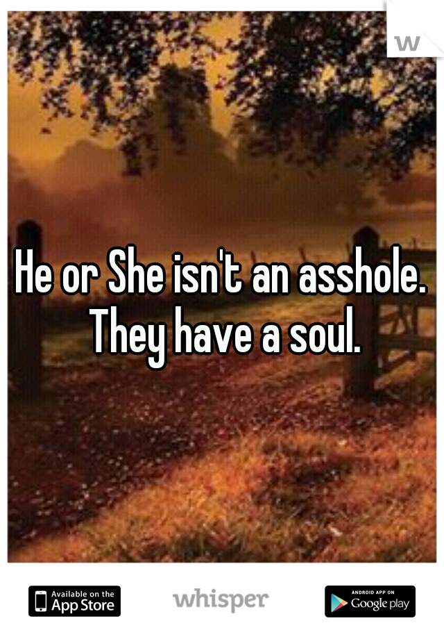 He or She isn't an asshole. They have a soul.