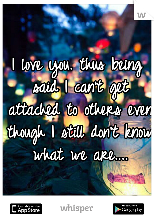 I love you. thus being said I can't get attached to others even though I still don't know what we are....