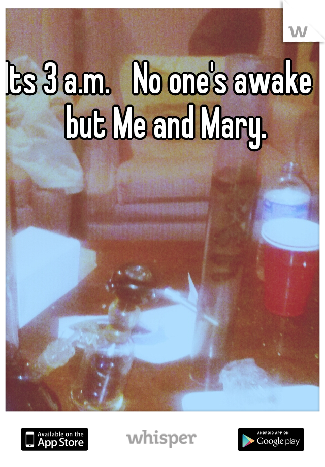 Its 3 a.m. 
No one's awake
 but Me and Mary. 