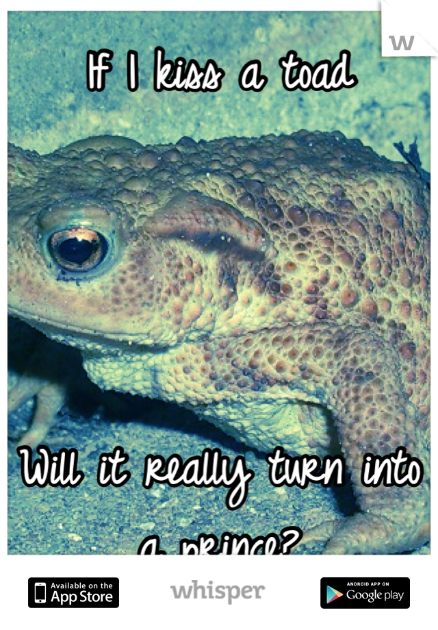 If I kiss a toad




Will it really turn into a prince?
