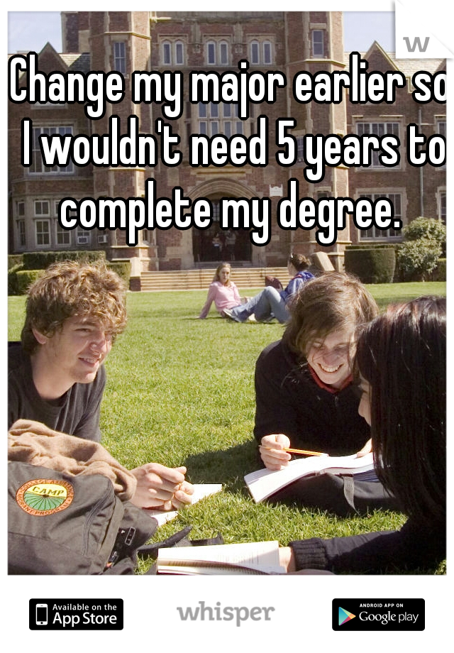 Change my major earlier so I wouldn't need 5 years to complete my degree. 