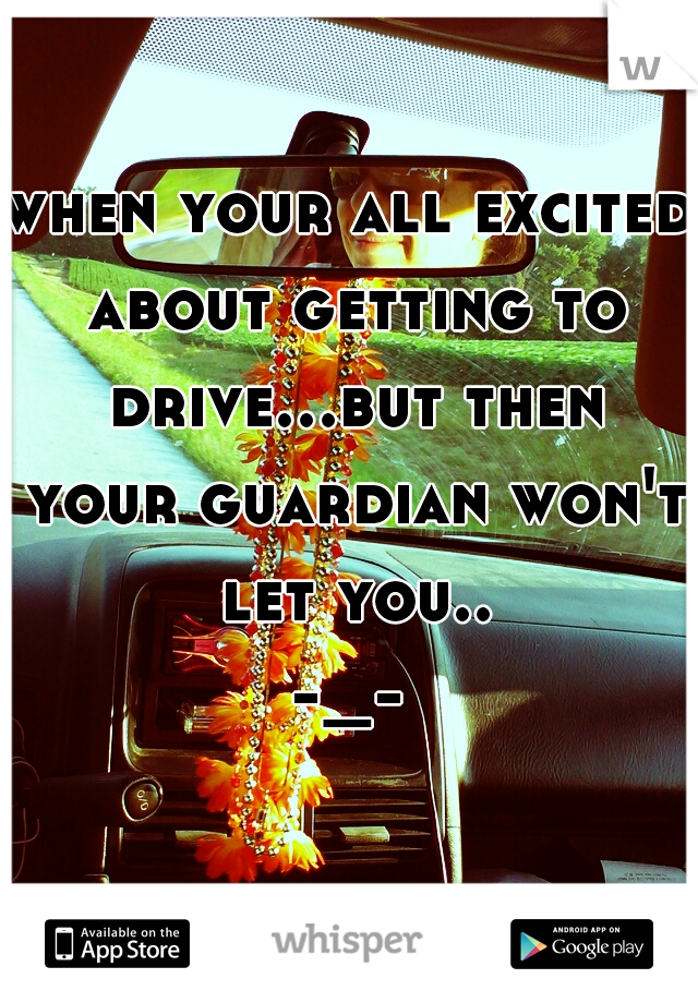 when your all excited about getting to drive...but then your guardian won't let you..
-_-
