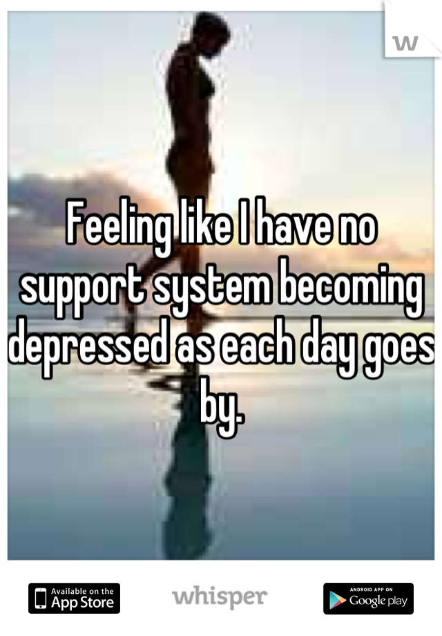 Feeling like I have no support system becoming depressed as each day goes by.