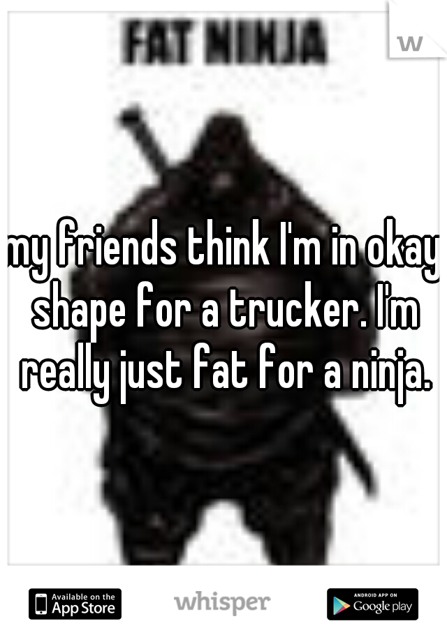 my friends think I'm in okay shape for a trucker. I'm really just fat for a ninja.