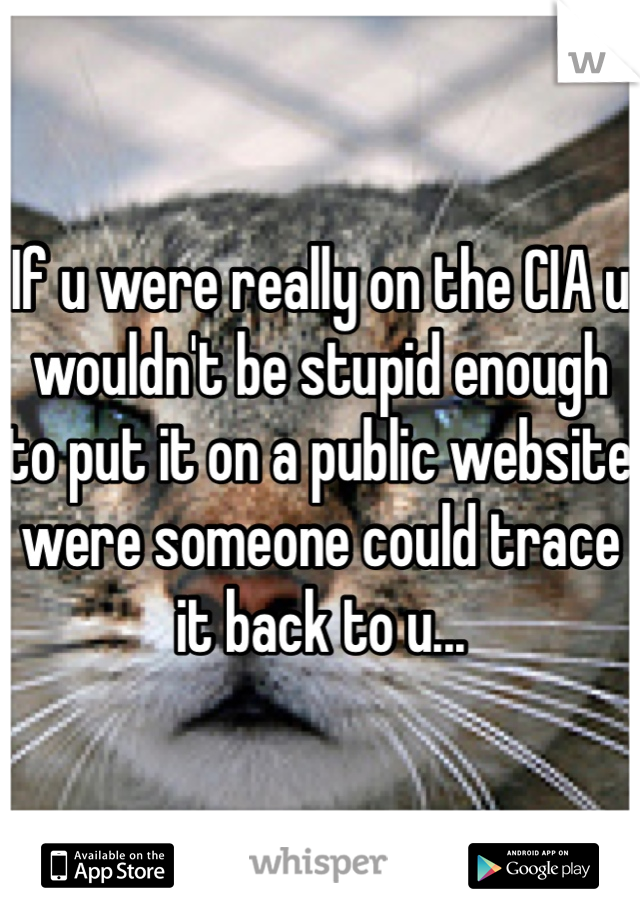 If u were really on the CIA u wouldn't be stupid enough to put it on a public website were someone could trace it back to u...
