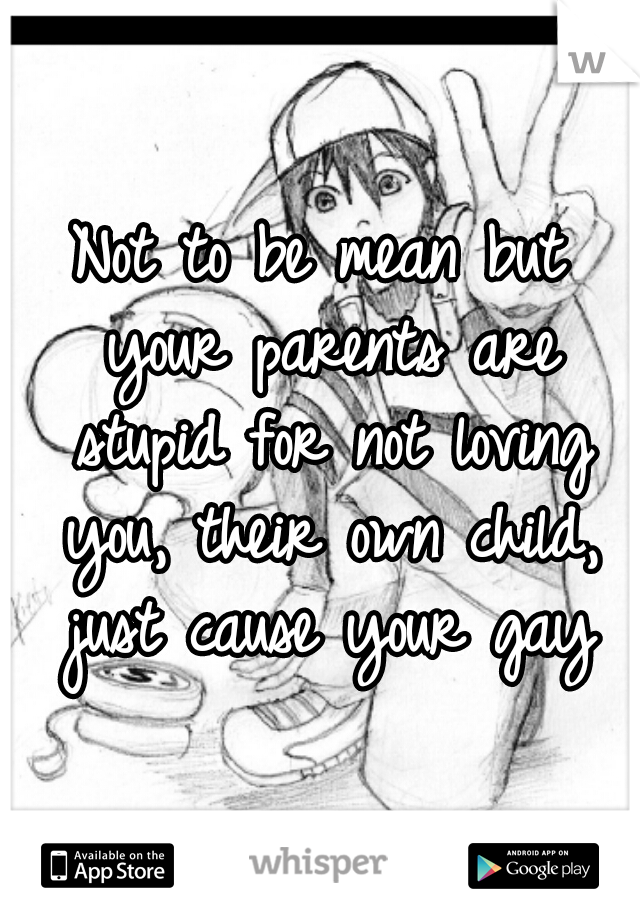 Not to be mean but your parents are stupid for not loving you, their own child, just cause your gay