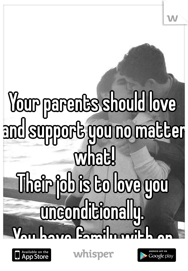 Your parents should love and support you no matter what!
Their job is to love you unconditionally. 
You have family with or without them.