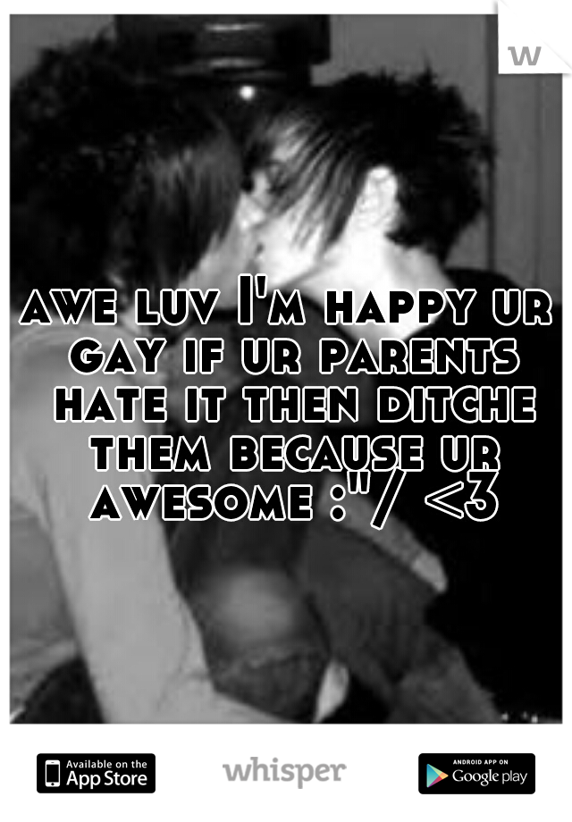 awe luv I'm happy ur gay if ur parents hate it then ditche them because ur awesome :"/ <3