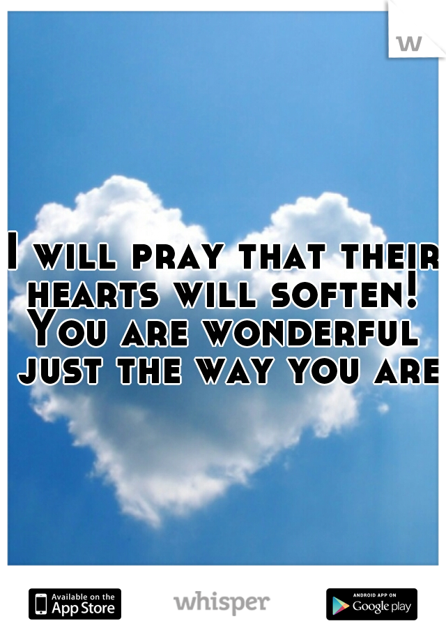 I will pray that their hearts will soften! 
You are wonderful just the way you are.