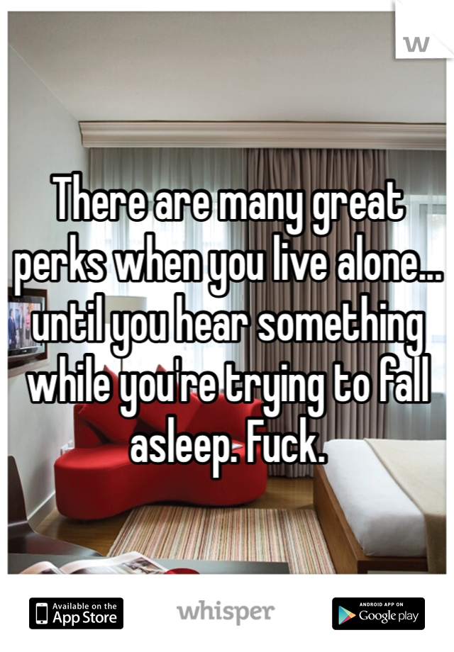There are many great perks when you live alone... until you hear something while you're trying to fall asleep. Fuck. 