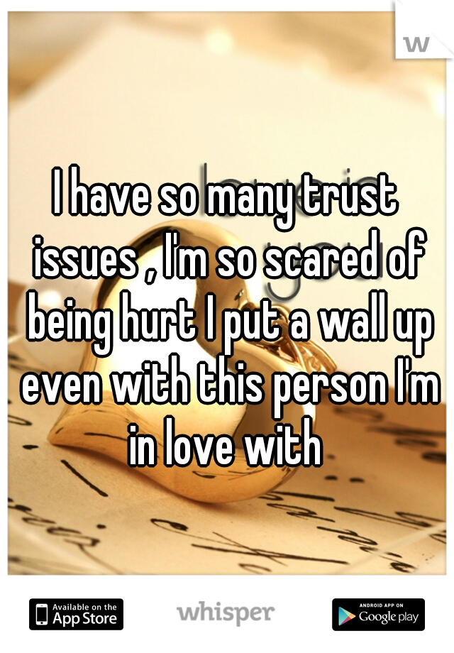 I have so many trust issues , I'm so scared of being hurt I put a wall up even with this person I'm in love with 