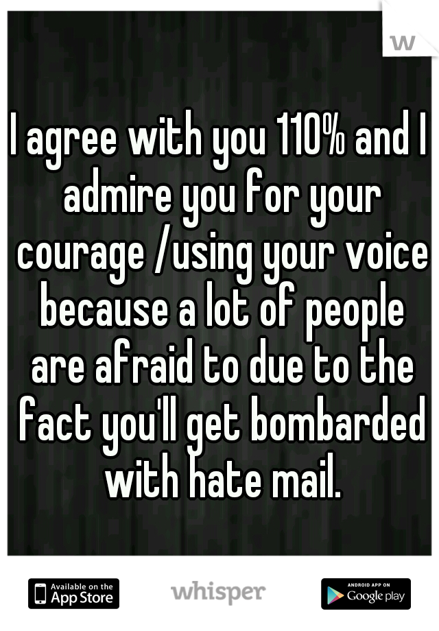 I agree with you 110% and I admire you for your courage /using your voice because a lot of people are afraid to due to the fact you'll get bombarded with hate mail.