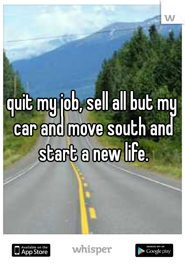 quit my job, sell all but my car and move south and start a new life.