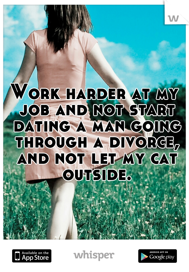 Work harder at my job and not start dating a man going through a divorce, and not let my cat outside.