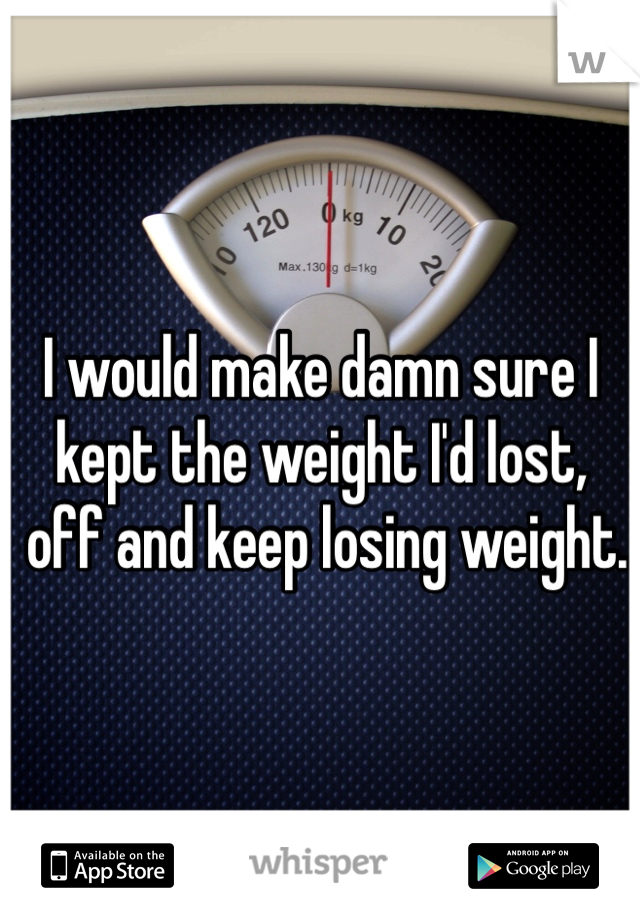 I would make damn sure I kept the weight I'd lost,
 off and keep losing weight. 