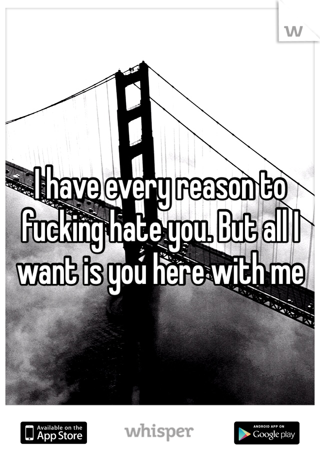 I have every reason to fucking hate you. But all I want is you here with me