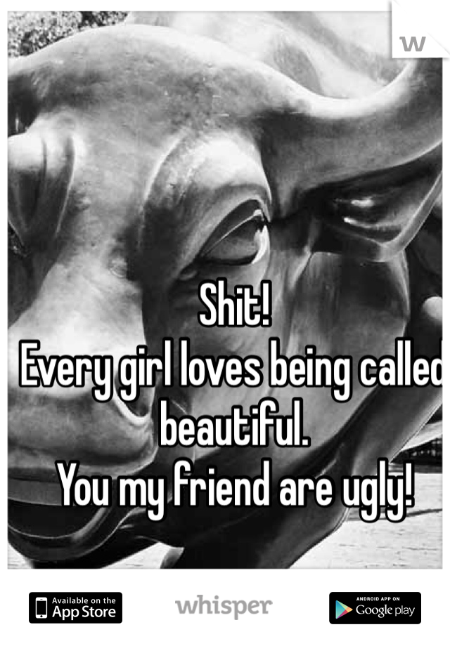 Shit!
Every girl loves being called beautiful. 
You my friend are ugly!