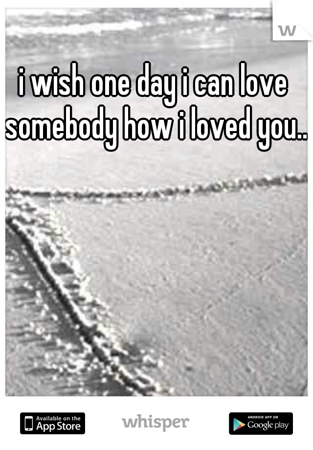 i wish one day i can love somebody how i loved you..
