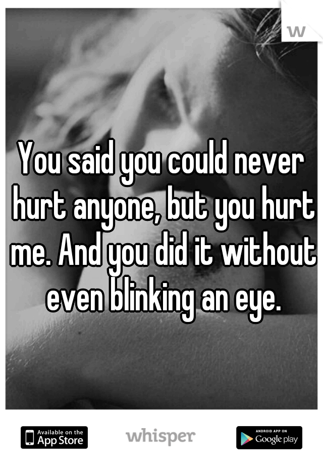 You said you could never hurt anyone, but you hurt me. And you did it without even blinking an eye.