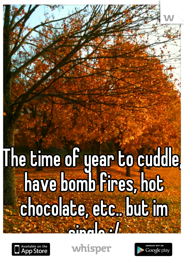 The time of year to cuddle, have bomb fires, hot chocolate, etc.. but im single :/