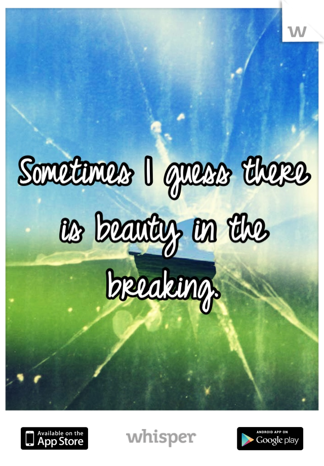 Sometimes I guess there is beauty in the breaking.