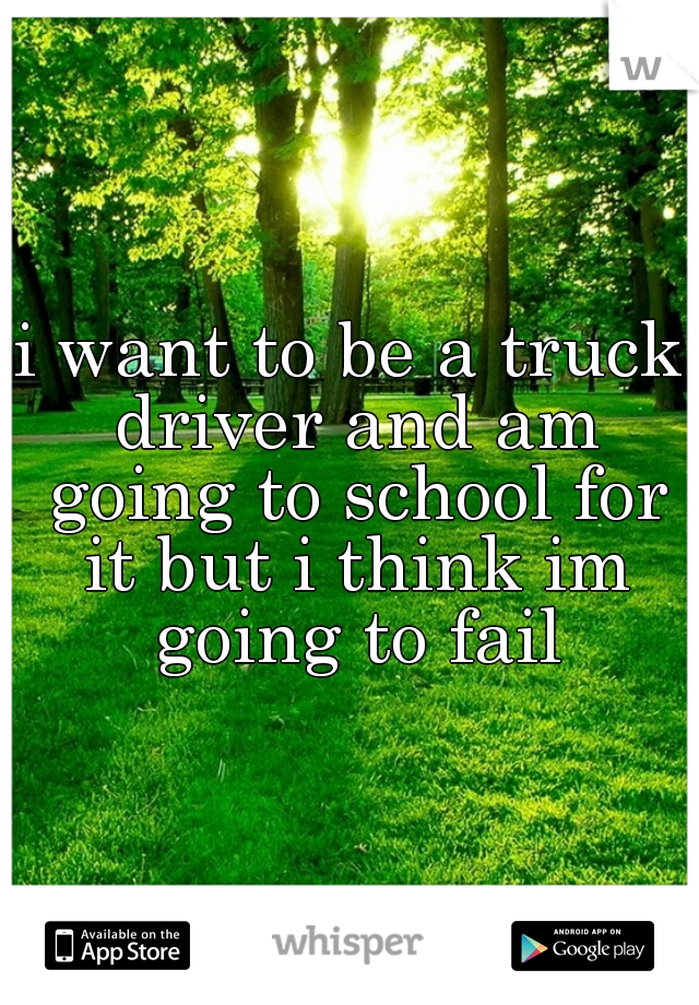 i want to be a truck driver and am going to school for it but i think im going to fail