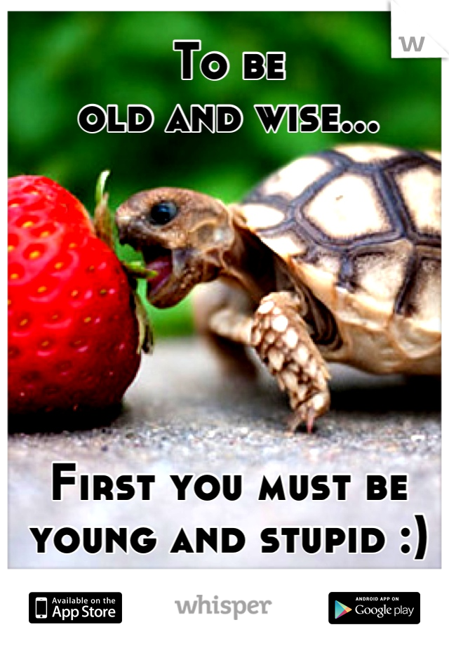 To be 
old and wise...






First you must be young and stupid :)