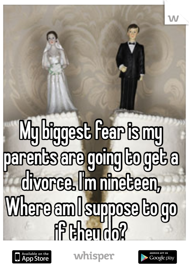My biggest fear is my parents are going to get a divorce. I'm nineteen, Where am I suppose to go if they do?