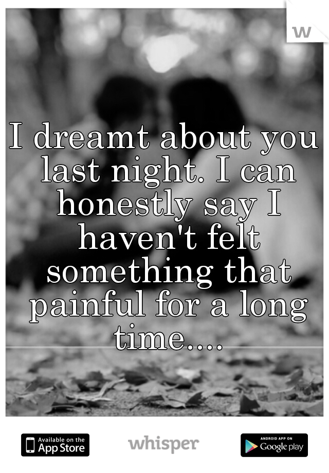 I dreamt about you last night. I can honestly say I haven't felt something that painful for a long time....