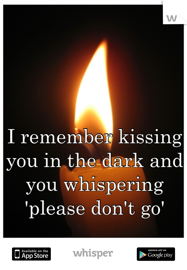 I remember kissing you in the dark and you whispering 'please don't go'