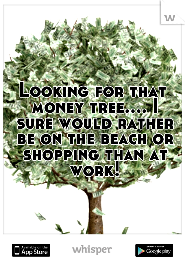 Looking for that money tree.... I sure would rather be on the beach or shopping than at work!