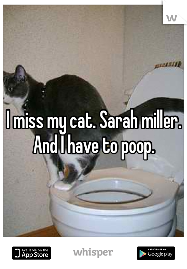 I miss my cat. Sarah miller. And I have to poop.