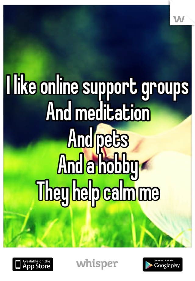 I like online support groups
And meditation
And pets 
And a hobby
They help calm me