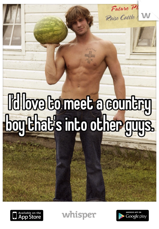 I'd love to meet a country boy that's into other guys. 