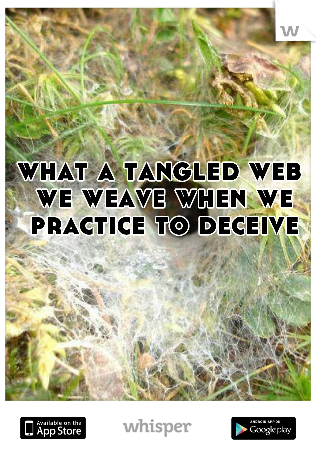 what a tangled web we weave when we practice to deceive