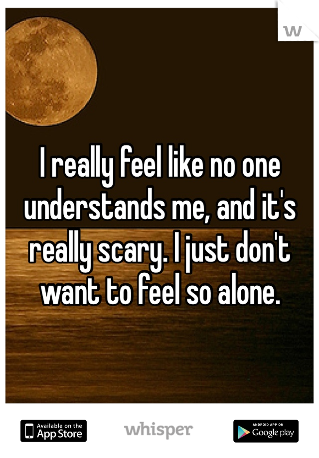 I really feel like no one understands me, and it's really scary. I just don't want to feel so alone.