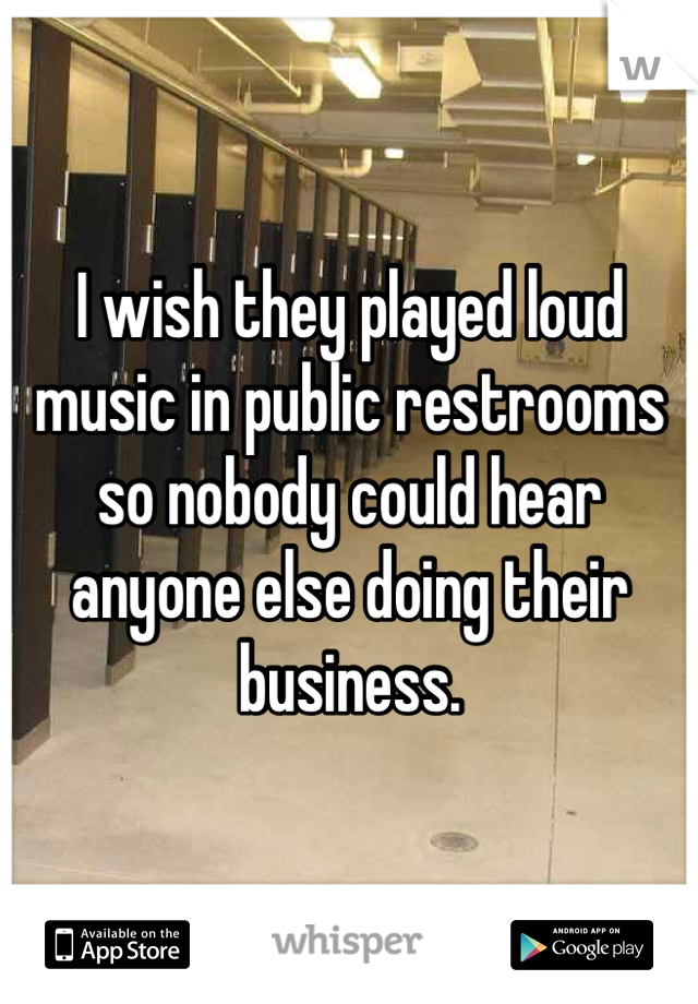 I wish they played loud music in public restrooms so nobody could hear anyone else doing their business. 