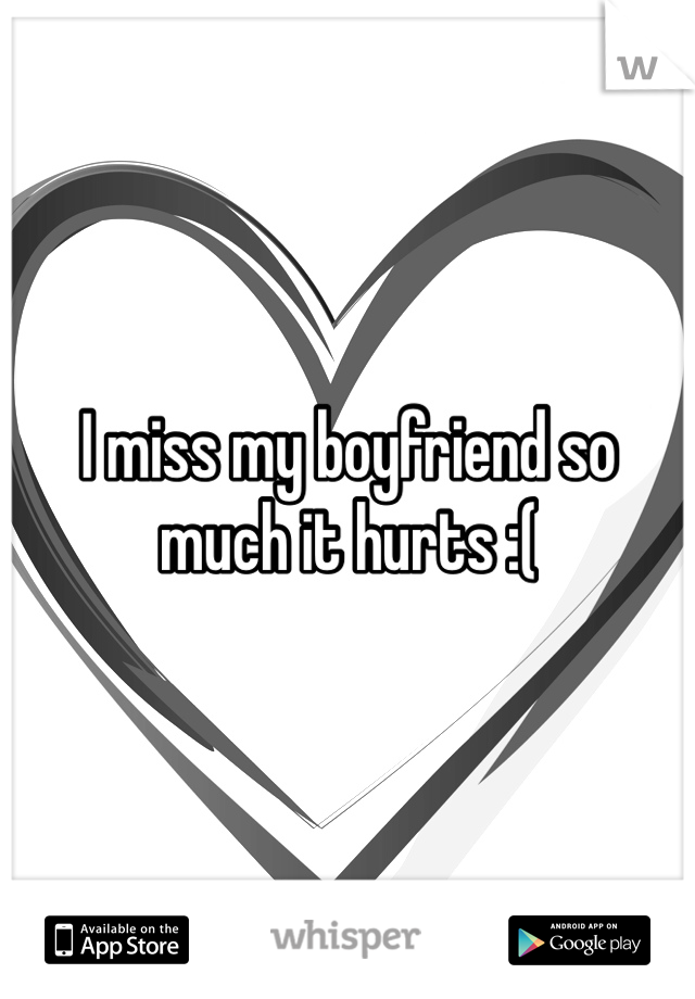 I miss my boyfriend so much it hurts :( 