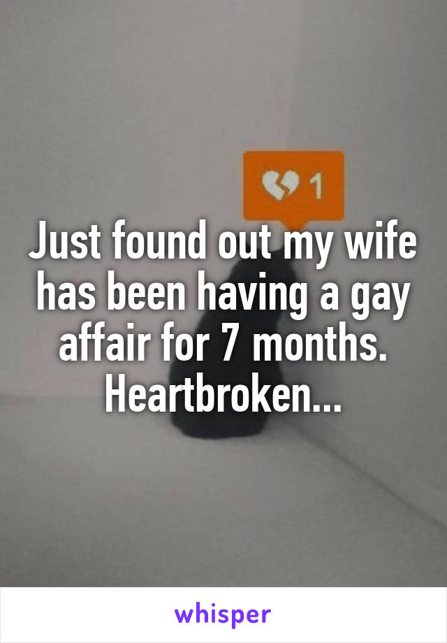 Just found out my wife has been having a gay affair for 7 months. Heartbroken...