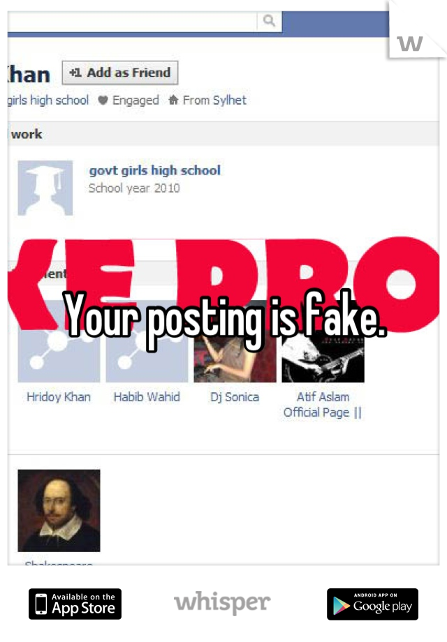 Your posting is fake.