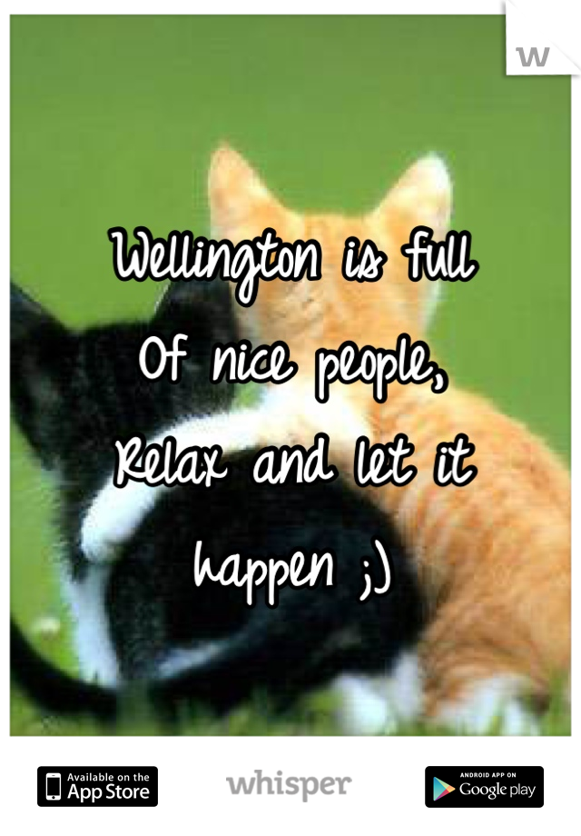 Wellington is full
Of nice people,
Relax and let it happen ;)