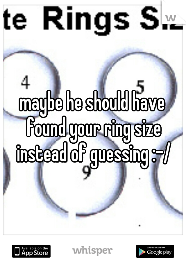 maybe he should have found your ring size instead of guessing :-/