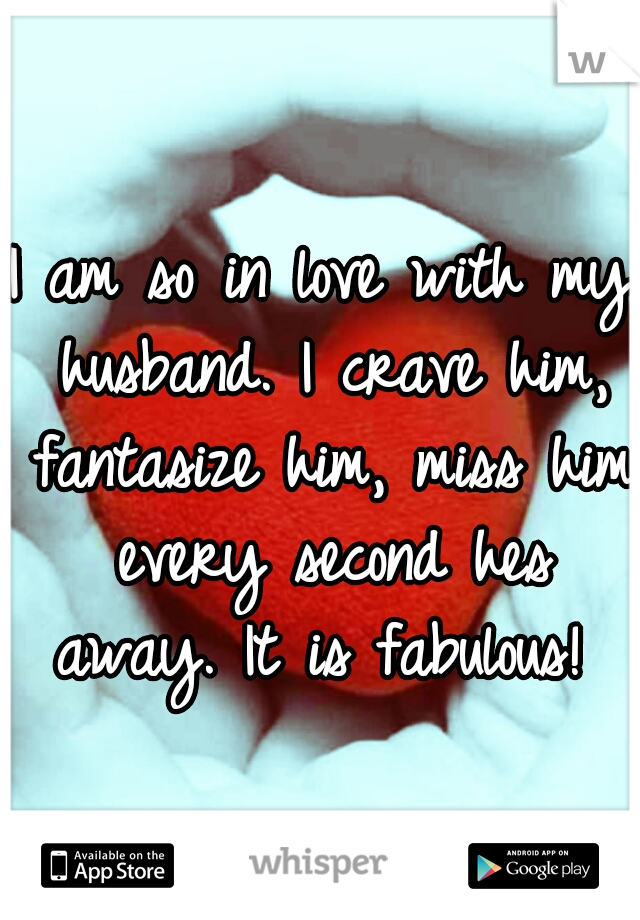 I am so in love with my husband. I crave him, fantasize him, miss him every second hes away. It is fabulous! 