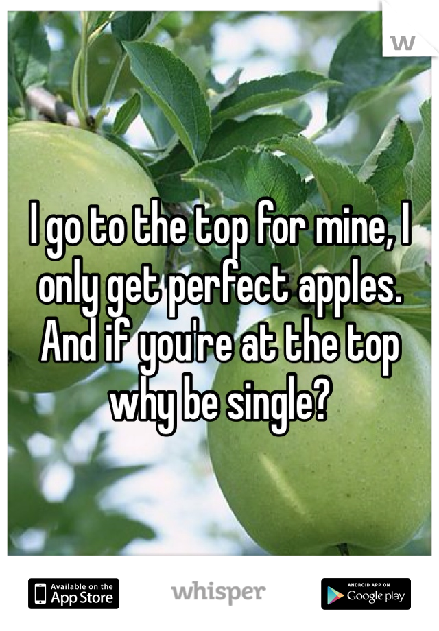 I go to the top for mine, I only get perfect apples. And if you're at the top why be single?