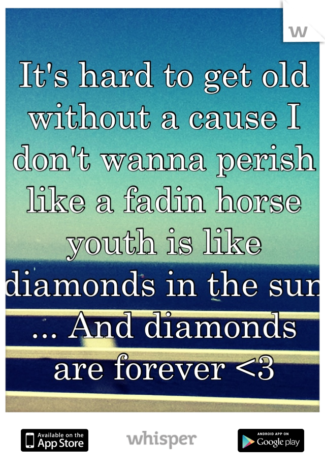 It's hard to get old without a cause I don't wanna perish like a fadin horse youth is like diamonds in the sun ... And diamonds are forever <3