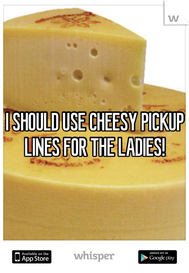 I SHOULD USE CHEESY PICKUP LINES FOR THE LADIES!