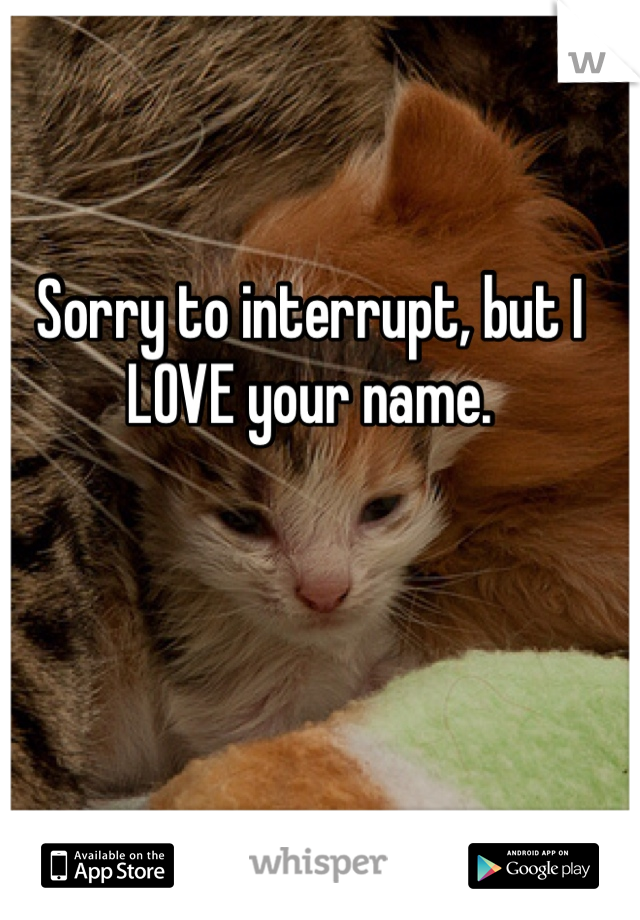 Sorry to interrupt, but I LOVE your name. 