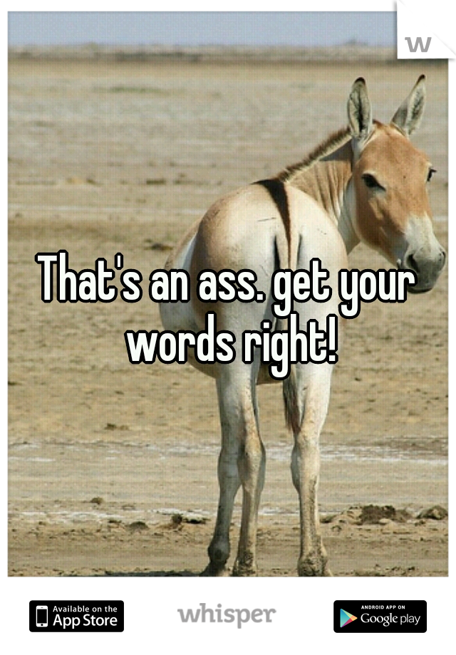 That's an ass. get your words right!