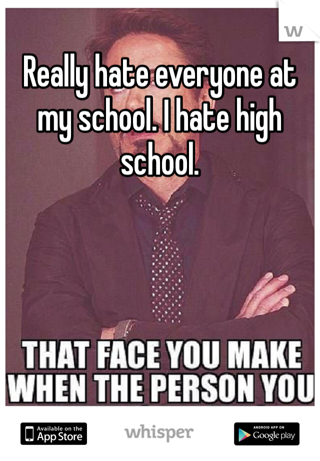 Really hate everyone at my school. I hate high school. 