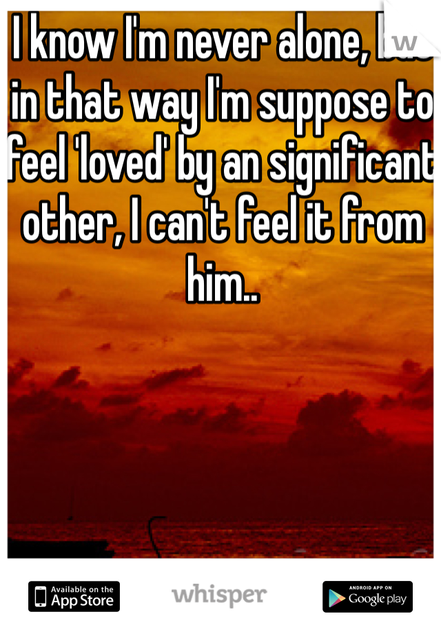 I know I'm never alone, but in that way I'm suppose to feel 'loved' by an significant other, I can't feel it from him.. 
